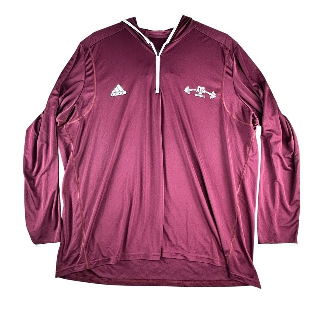 adidas‎ Texas A&M Aggies Football 1/4 Zip Hooded Jacket Men 3XL team issued